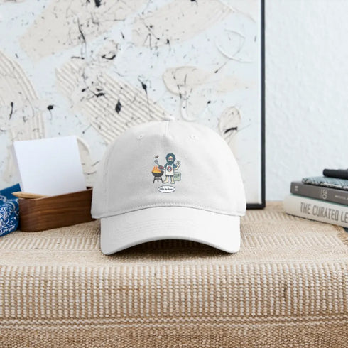 Life is dead. Jerry's Grillin' Grateful Dead Stealie Dad Hat - white